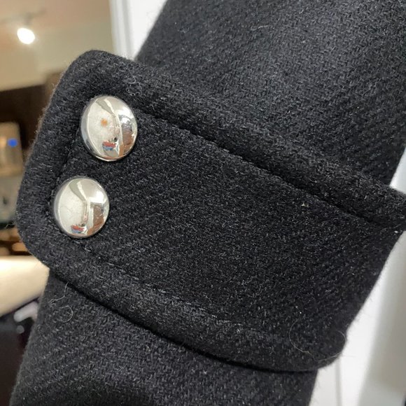 ZARA Black Coat with Black Faux Fur Hood Size M - Picture 8 of 9